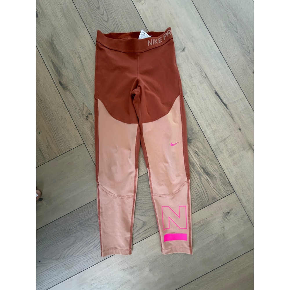 Nike Pro Dri-FIT Colorblock Leggings Rust Rose Pink AR6711-252 Womens XS